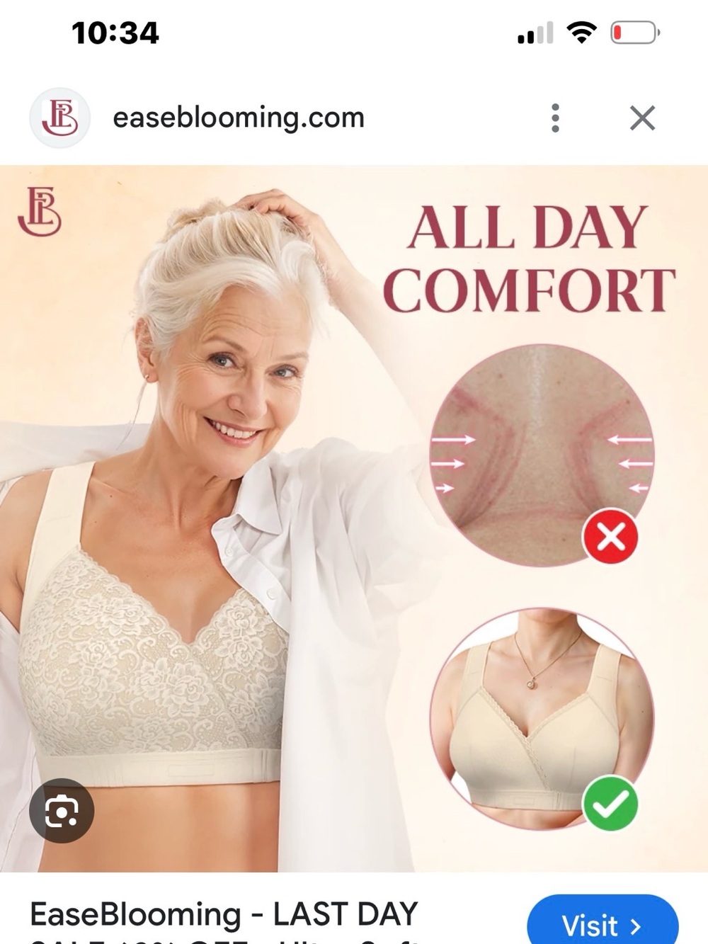 Women's Lace Comfort Bra in Cream and black 2XL
